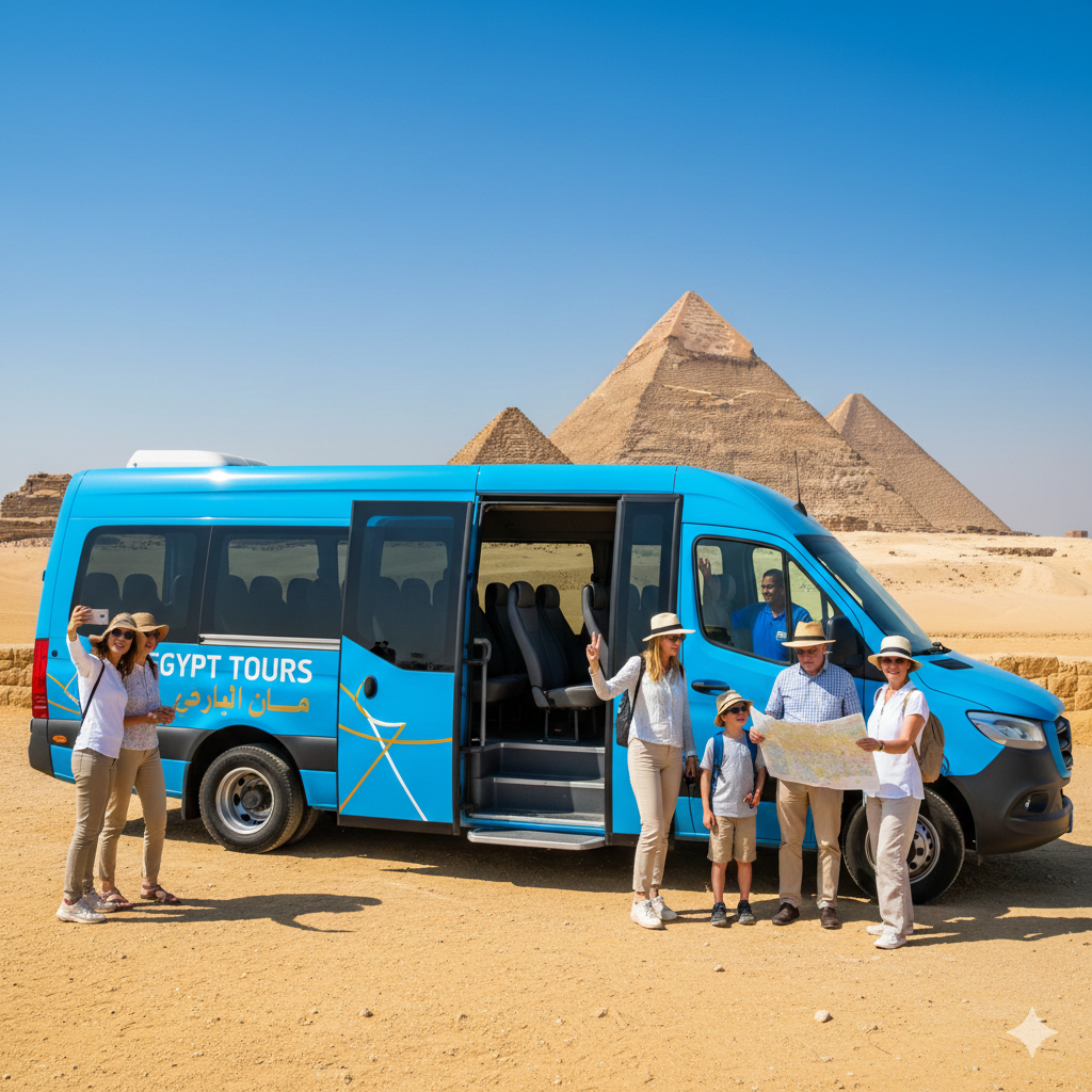 A 16-passenger tourist minibus in Egypt